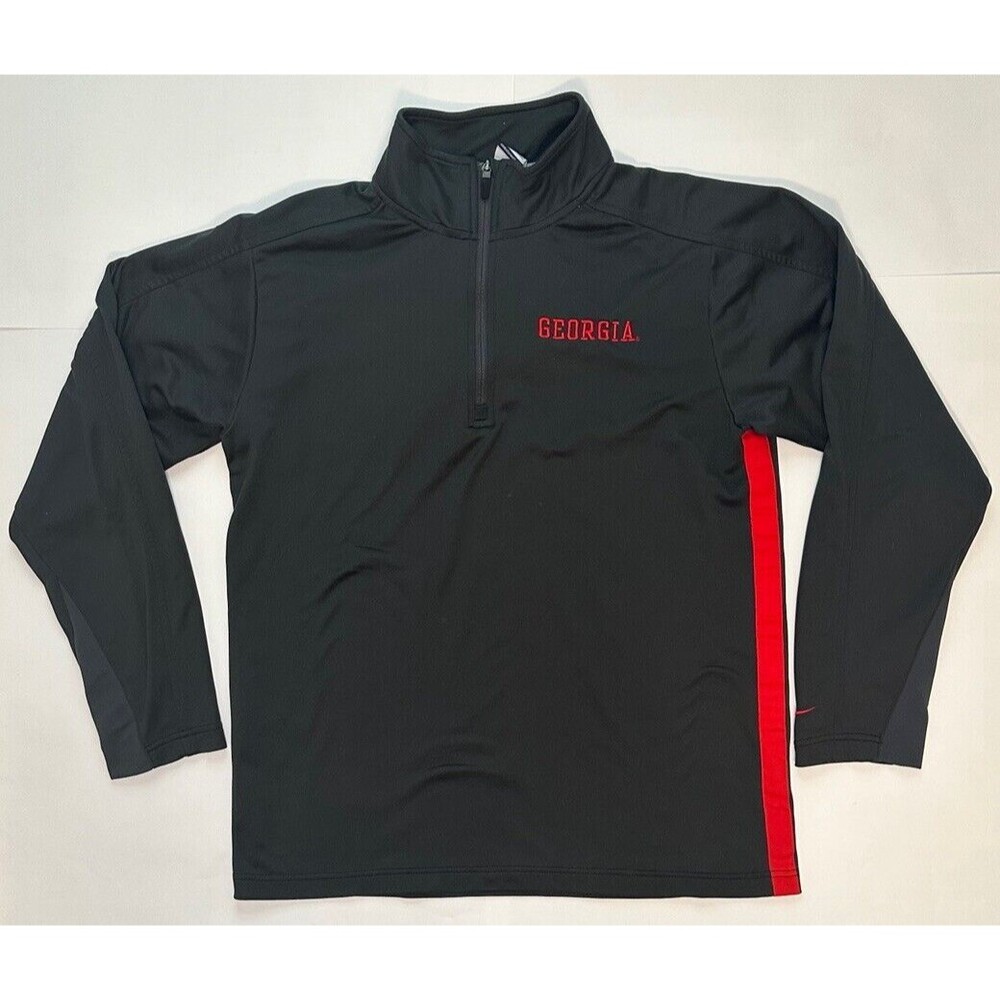 Nike Georgia Bulldogs 1/4 Zip Pullover Men’s Small Black Red Football